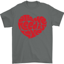 All You Need Is Love Heart Peace Mens T-Shirt Cotton Gildan Charcoal