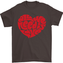 All You Need Is Love Heart Peace Mens T-Shirt Cotton Gildan Dark Chocolate