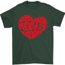 All You Need Is Love Heart Peace Mens T-Shirt Cotton Gildan Forest Green