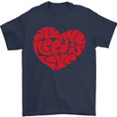 All You Need Is Love Heart Peace Mens T-Shirt Cotton Gildan Navy Blue