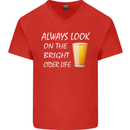 Always Look on the Bright Cider Life Funny Mens V-Neck Cotton T-Shirt Red