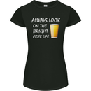 Always Look on the Bright Cider Life Funny Womens Petite Cut T-Shirt Black