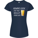 Always Look on the Bright Cider Life Funny Womens Petite Cut T-Shirt Navy Blue
