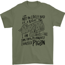 Always Tired Fatigued Exhausted Pigeon Funny Mens T-Shirt 100% Cotton Military Green