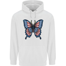American Butterfly Flag USA July 4th Mens 80% Cotton Hoodie White