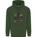 American Custom Garage Biker Motorcycle Mens 80% Cotton Hoodie Forest Green