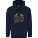 American Custom Garage Biker Motorcycle Mens 80% Cotton Hoodie Navy Blue
