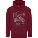 American Custom Motorcycles Motorbike Biker Childrens Kids Hoodie Maroon