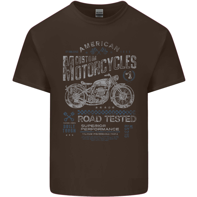 American Custom Motorcycles Motorbike Biker Mens Cotton T-Shirt Tee Top Dark Chocolate