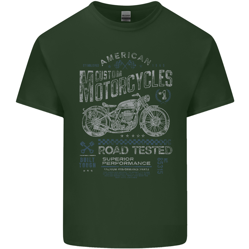 American Custom Motorcycles Motorbike Biker Mens Cotton T-Shirt Tee Top Forest Green