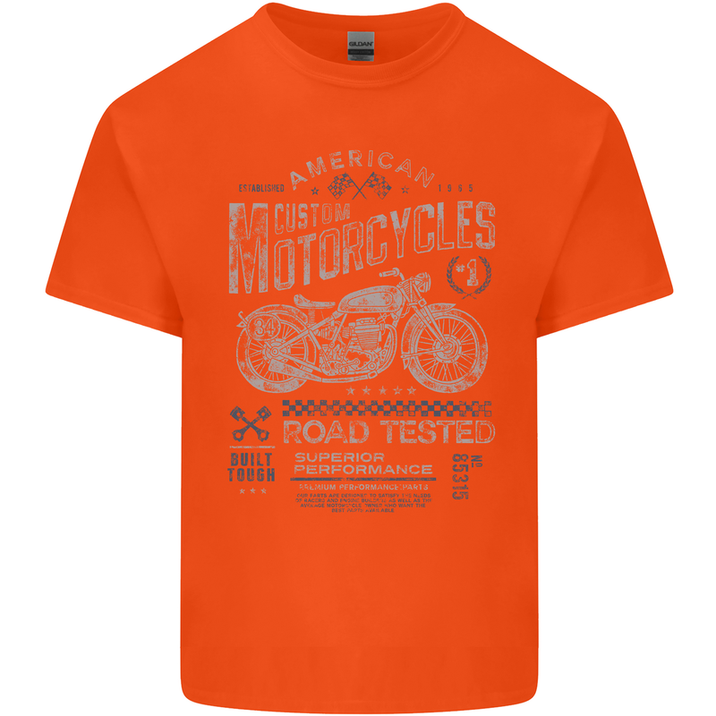 American Custom Motorcycles Motorbike Biker Mens Cotton T-Shirt Tee Top Orange