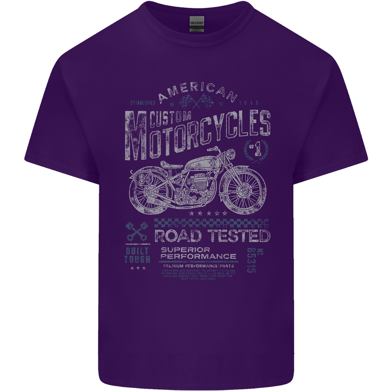 American Custom Motorcycles Motorbike Biker Mens Cotton T-Shirt Tee Top Purple