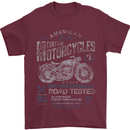 American Custom Motorcycles Motorbike Biker Mens T-Shirt Cotton Gildan Maroon