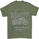 American Custom Motorcycles Motorbike Biker Mens T-Shirt Cotton Gildan Military Green