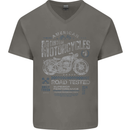 American Custom Motorcycles Motorbike Biker Mens V-Neck Cotton T-Shirt Charcoal