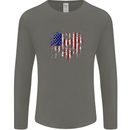 American Eagle Flag 4th of July USA Mens Long Sleeve T-Shirt Charcoal