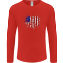 American Eagle Flag 4th of July USA Mens Long Sleeve T-Shirt Red