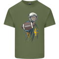 American Football Player Holding a Ball Mens Cotton T-Shirt Tee Top Military Green