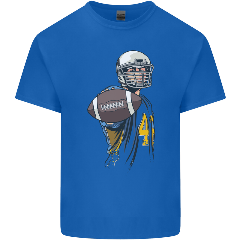 American Football Player Holding a Ball Mens Cotton T-Shirt Tee Top Royal Blue