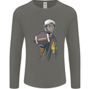 American Football Player Holding a Ball Mens Long Sleeve T-Shirt Charcoal