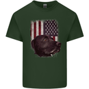 American Labrador USA Flag Dog Mens Cotton T-Shirt Tee Top Forest Green