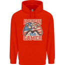 American USA Gamer Video Games Joypad Childrens Kids Hoodie Bright Red