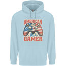 American USA Gamer Video Games Joypad Childrens Kids Hoodie Light Blue
