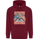 American USA Gamer Video Games Joypad Childrens Kids Hoodie Maroon