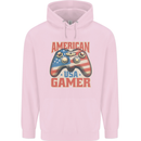 American USA Gamer Video Games Joypad Mens 80% Cotton Hoodie Light Pink