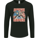 American USA Gamer Video Games Joypad Mens Long Sleeve T-Shirt Black