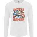 American USA Gamer Video Games Joypad Mens Long Sleeve T-Shirt White