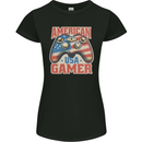 American USA Gamer Video Games Joypad Womens Petite Cut T-Shirt Black