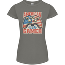 American USA Gamer Video Games Joypad Womens Petite Cut T-Shirt Charcoal