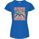 American USA Gamer Video Games Joypad Womens Petite Cut T-Shirt Royal Blue