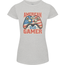 American USA Gamer Video Games Joypad Womens Petite Cut T-Shirt Sports Grey