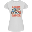 American USA Gamer Video Games Joypad Womens Petite Cut T-Shirt White
