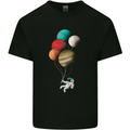 An Astronaut With Planets as Balloons Space Mens Cotton T-Shirt Tee Top Black