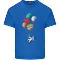 An Astronaut With Planets as Balloons Space Mens Cotton T-Shirt Tee Top Royal Blue
