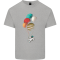 An Astronaut With Planets as Balloons Space Mens Cotton T-Shirt Tee Top Sports Grey