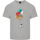 An Astronaut With Planets as Balloons Space Mens Cotton T-Shirt Tee Top Sports Grey