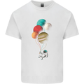 An Astronaut With Planets as Balloons Space Mens Cotton T-Shirt Tee Top White