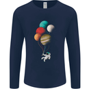 An Astronaut With Planets as Balloons Space Mens Long Sleeve T-Shirt Navy Blue