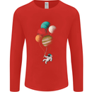 An Astronaut With Planets as Balloons Space Mens Long Sleeve T-Shirt Red