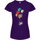 An Astronaut With Planets as Balloons Space Womens Petite Cut T-Shirt Purple
