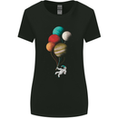 An Astronaut With Planets as Balloons Space Womens Wider Cut T-Shirt Black