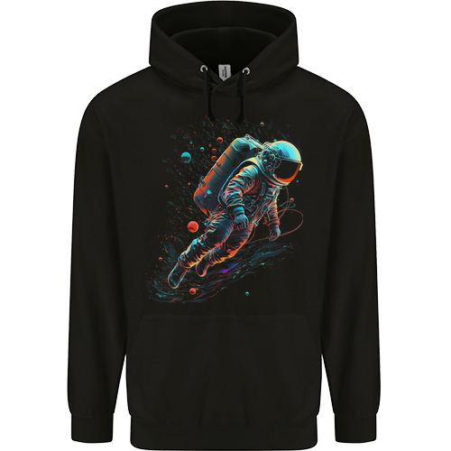 An Astronaut in Outer Space Man Mens Womens Kids Unisex Black Kids Hoodie