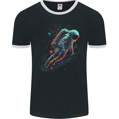 An Astronaut in Outer Space Man Mens Womens Kids Unisex Black Mens Ringer