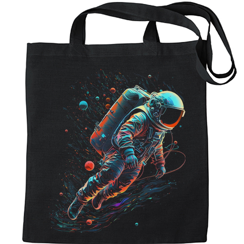 An Astronaut in Outer Space Man Mens Womens Kids Unisex Black Tote Bag