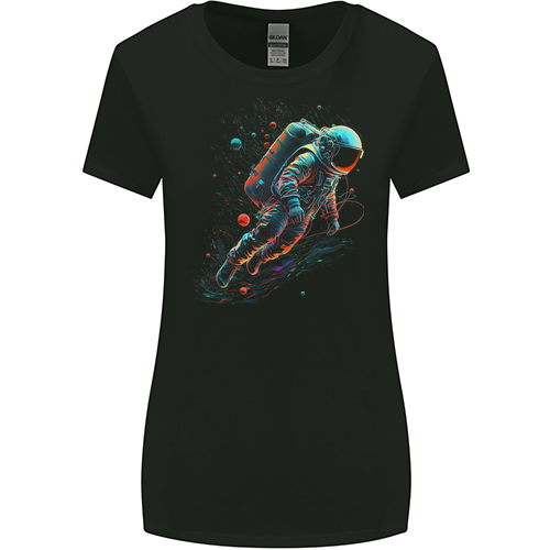 An Astronaut in Outer Space Man Mens Womens Kids Unisex Black Womens Missy Fit
