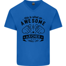 An Awesome Archer Looks Like Archery Mens V-Neck Cotton T-Shirt Royal Blue